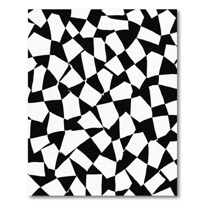 Distorted Black White Checkered Squares Rug