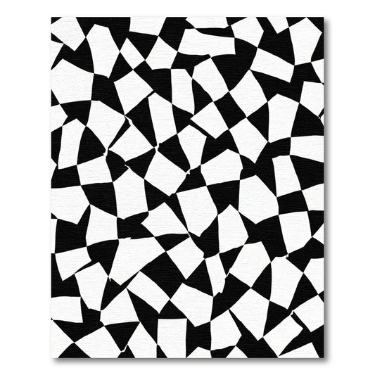 Distorted Black White Checkered Squares Rug