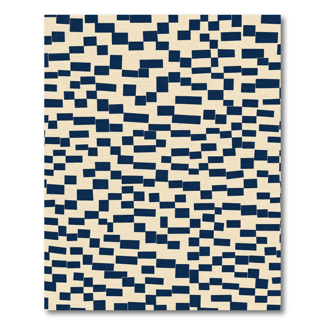 Navy Blue Scattered Rectangles Cream Rug