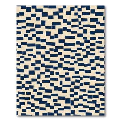 Navy Blue Scattered Rectangles Cream Rug