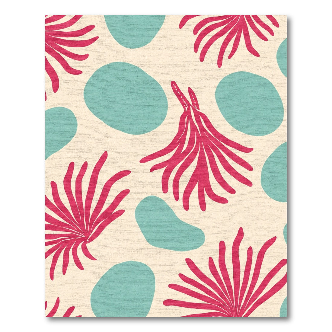 Coral Abstract Shapes With Spiky Blooms Rug