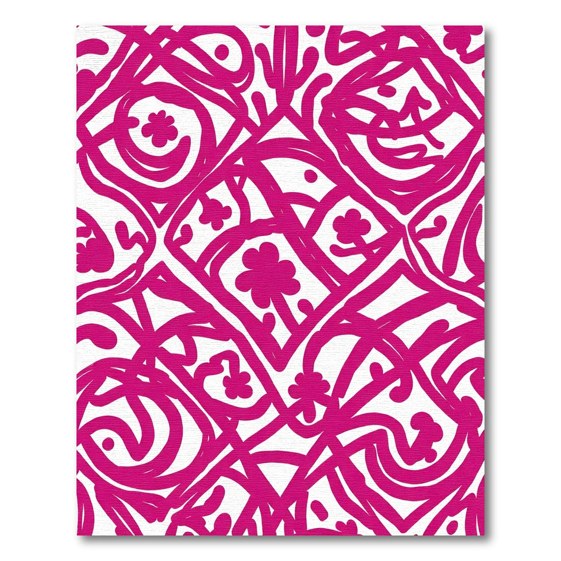 Bold Fuchsia Cursive Floral Lattice Rug