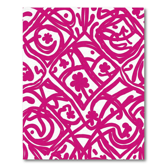 Bold Fuchsia Cursive Floral Lattice Rug