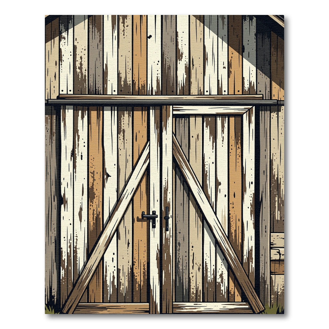Rustic Distressed Vertical Plank Barn Door Rug