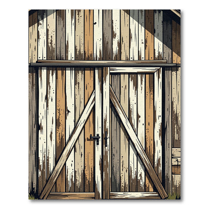 Rustic Distressed Vertical Plank Barn Door Rug