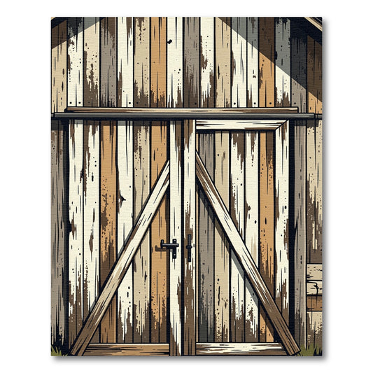 Rustic Distressed Vertical Plank Barn Door Rug