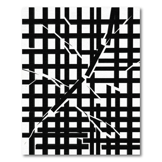 Monochrome Abstract Shuttered Grid Rug