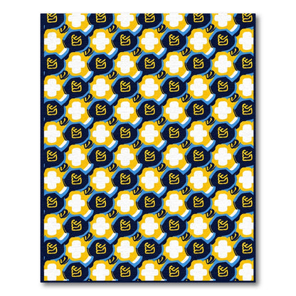 Bold Yellow Blue Abstract Chain Rug