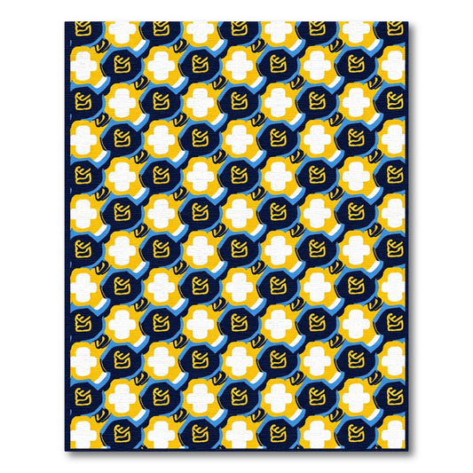 Bold Yellow Blue Abstract Chain Rug
