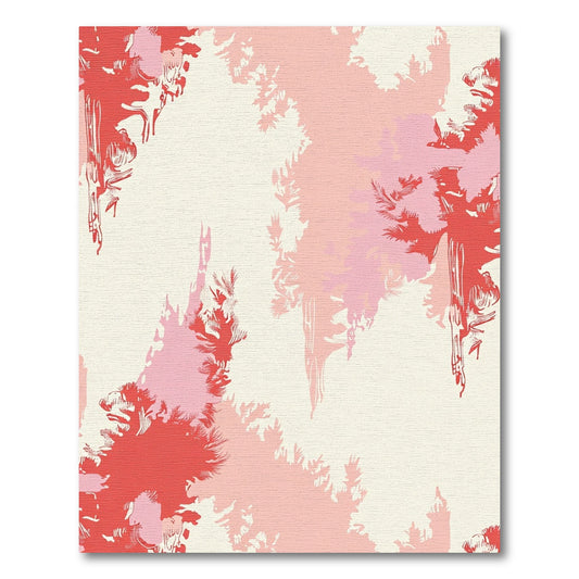 Red Pink Tree Canopy Silhouette Rug