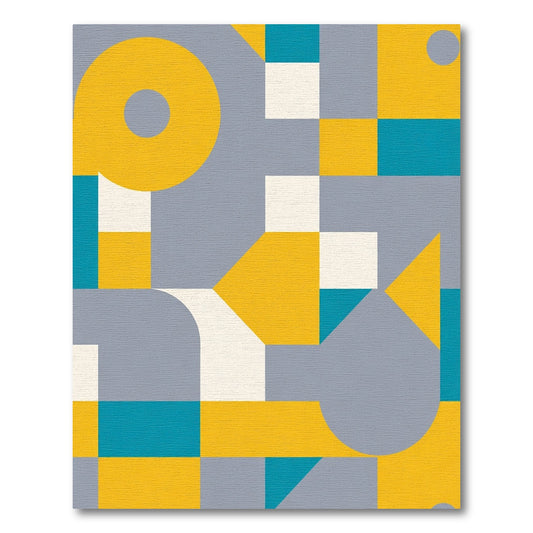 Mid Century Modern Yellow Geometric Shapes Rug