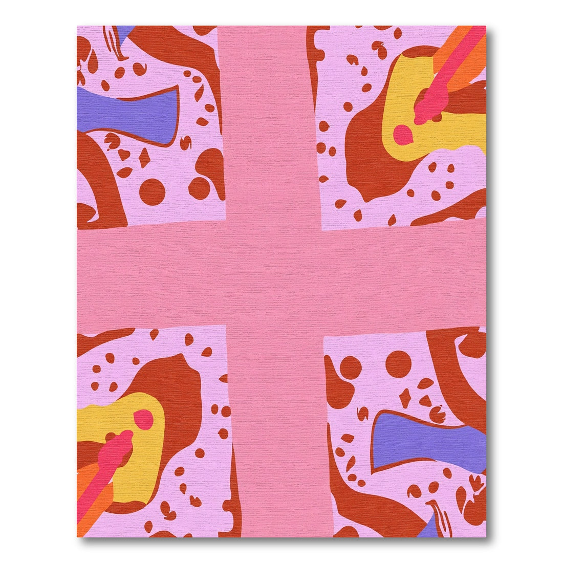 Pink Abstract Swirl Organic Forms Rug