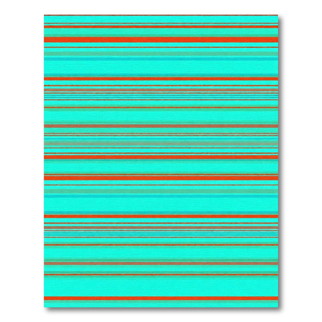 Vibrant Aqua Orange Horizontal Line Rug