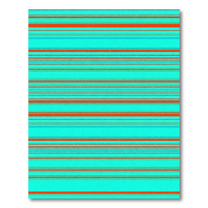 Vibrant Aqua Orange Horizontal Line Rug