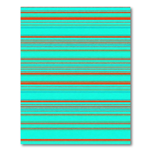 Vibrant Aqua Orange Horizontal Line Rug