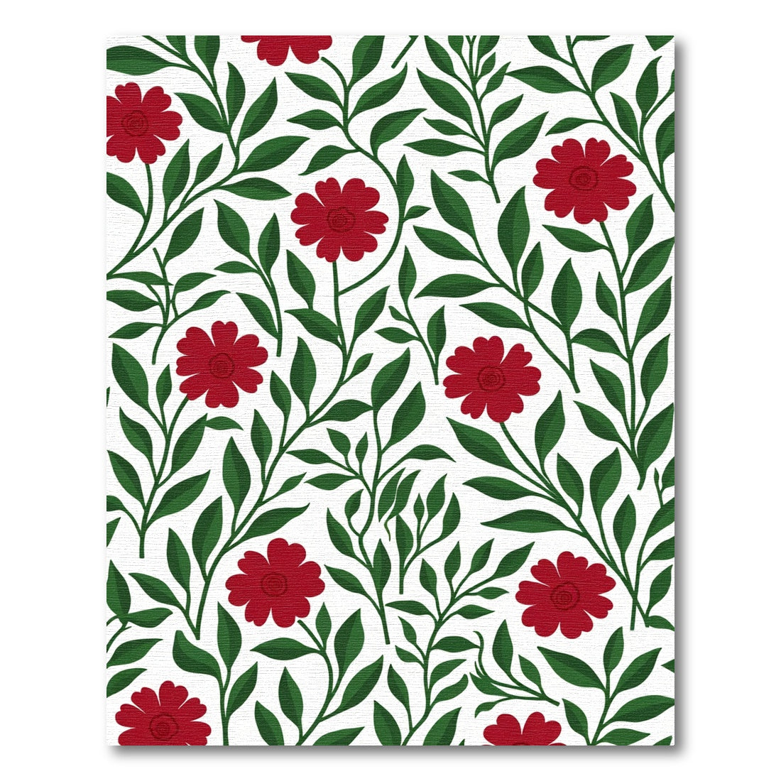 Crimson Floral Scroll Branches Rug