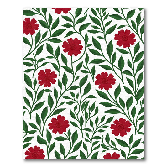 Crimson Floral Scroll Branches Rug