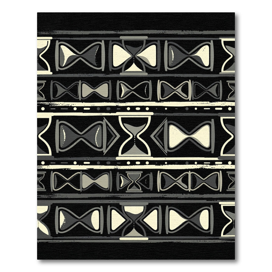 Geometric Hourglass Monochromatic Striped Art Rug