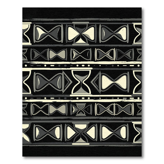 Geometric Hourglass Monochromatic Striped Art Rug