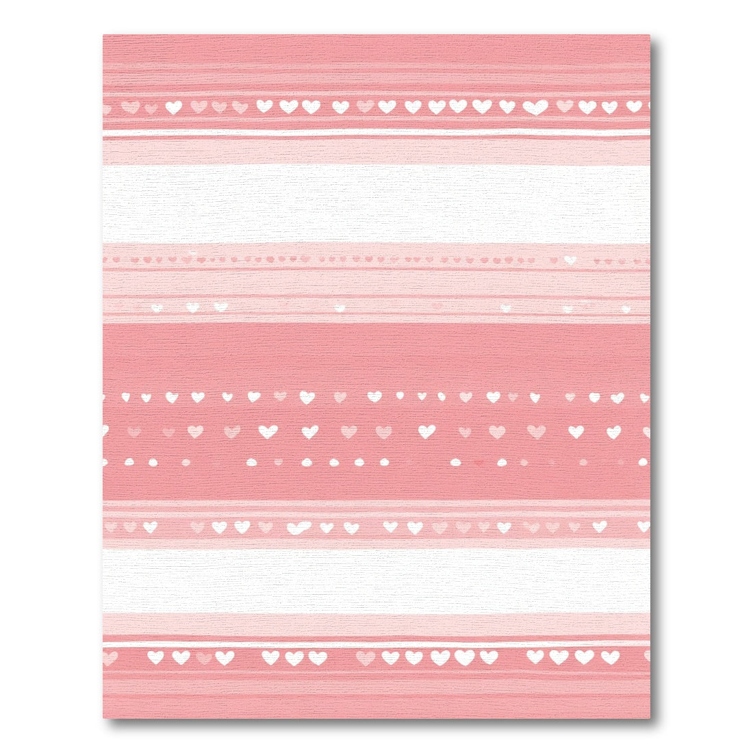 Pink Watercolor Heart Stripe Rug