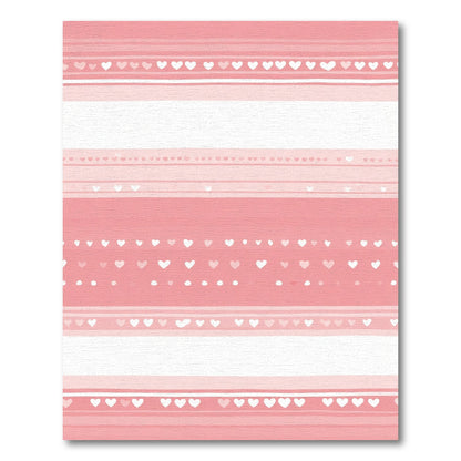 Pink Watercolor Heart Stripe Rug