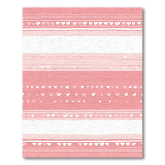 Pink Watercolor Heart Stripe Rug