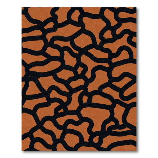 Organic Black Curving Terracotta Forms Rug