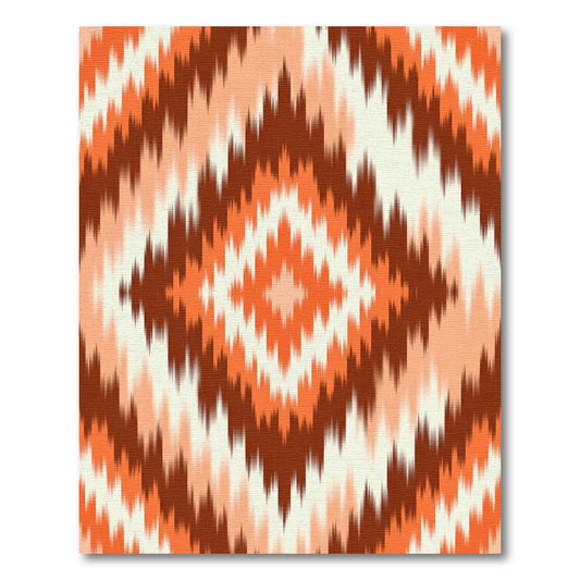Burnt Orange Terracotta Tribal Diamond Zigzag Rug