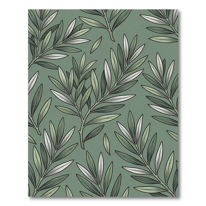 Sage Green Leafy Branch Panorama Rug