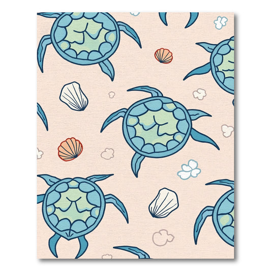 Seafoam Turtle Shell Scattered Clouds Rug