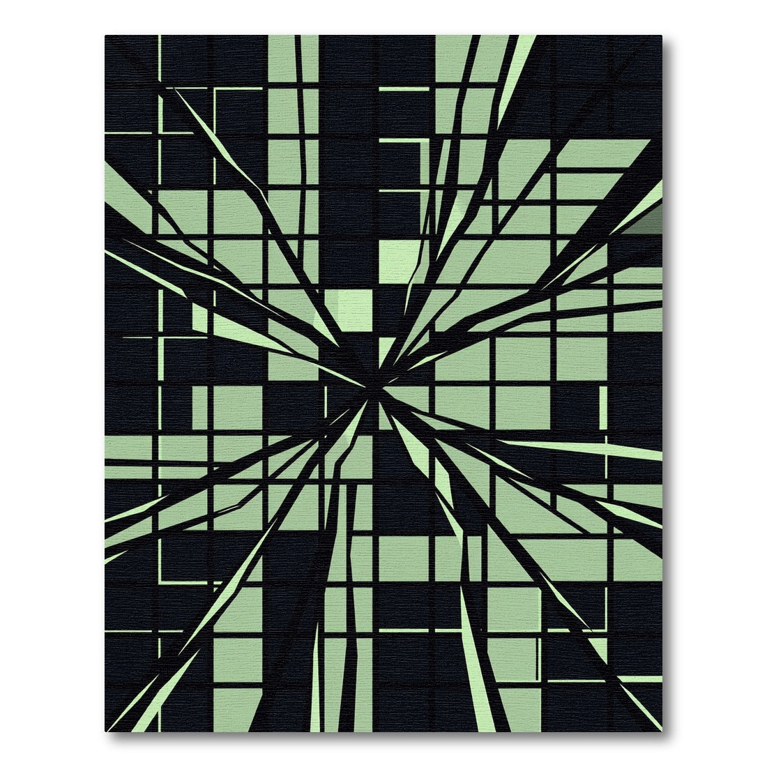 Abstract Sage Grid Shattered Glass Rug