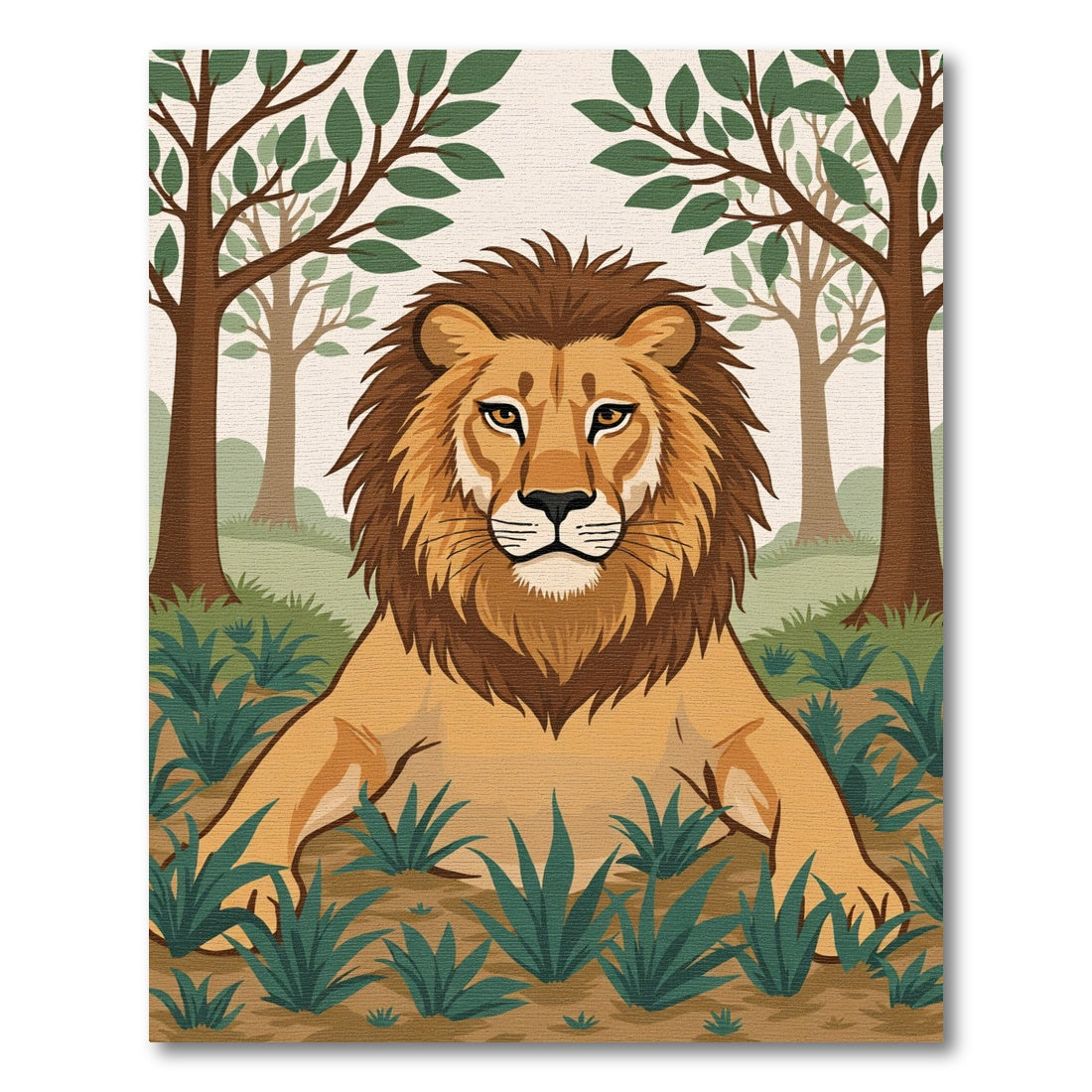 Majestic Lion Forest Portrait Rug