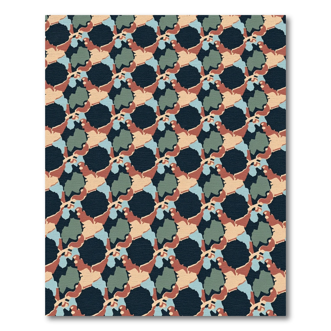Abstract Camouflage Ochre Teal Rug