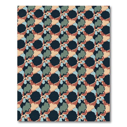 Abstract Camouflage Ochre Teal Rug