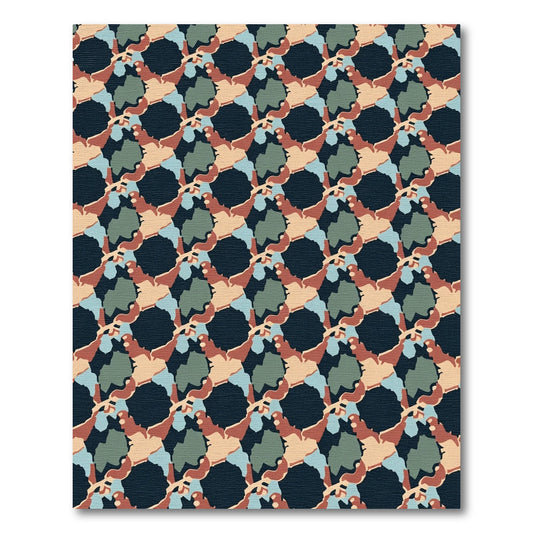 Abstract Camouflage Ochre Teal Rug