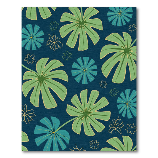 Tropical Monstera Leaf Botanical Art Rug