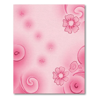 Soft Pink Floral Swirl Arrangement Rug