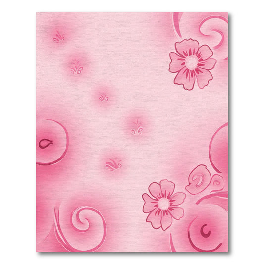 Soft Pink Floral Swirl Arrangement Rug