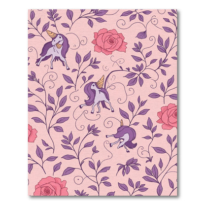 Lavender Unicorn Rose Vine Enchantment Rug