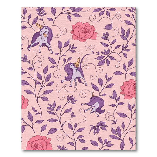 Lavender Unicorn Rose Vine Enchantment Rug