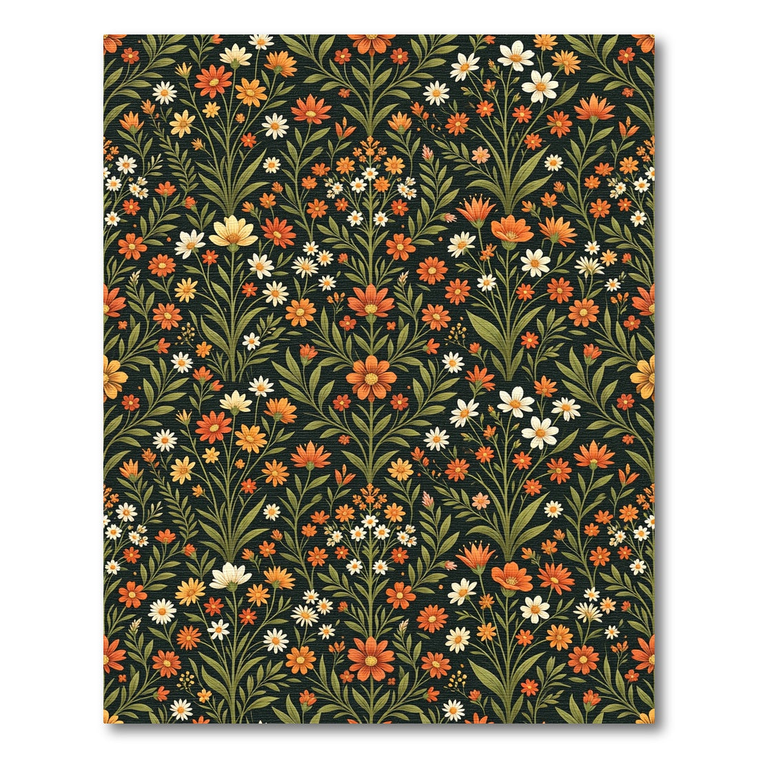 Vibrant Orange Floral Meadow Repeat Rug