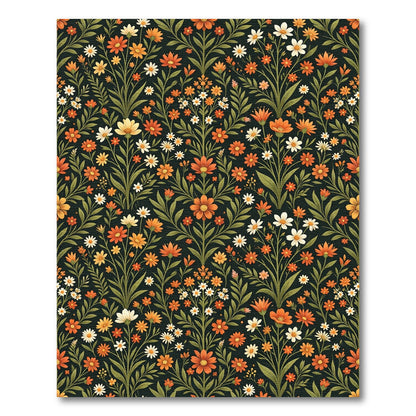 Vibrant Orange Floral Meadow Repeat Rug