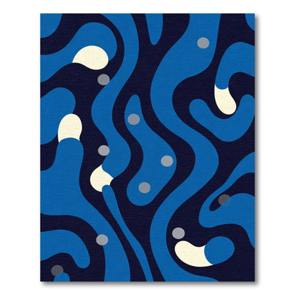 Deep Blue Organic Flow Abstract Rug