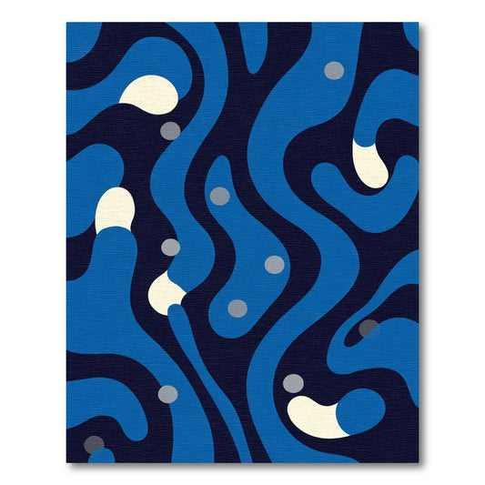 Deep Blue Organic Flow Abstract Rug
