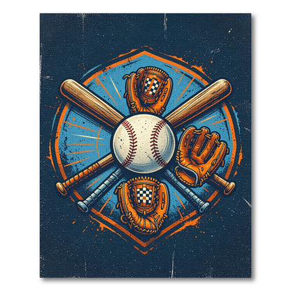 Vintage Baseball Bats Gloves Shield Rug