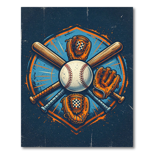 Vintage Baseball Bats Gloves Shield Rug