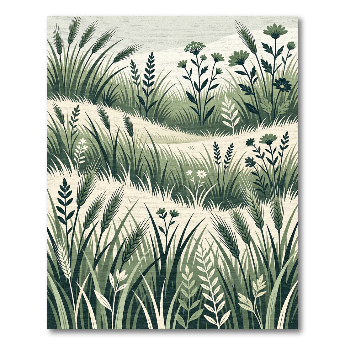 Earthy Green Wildflower Meadow Rug