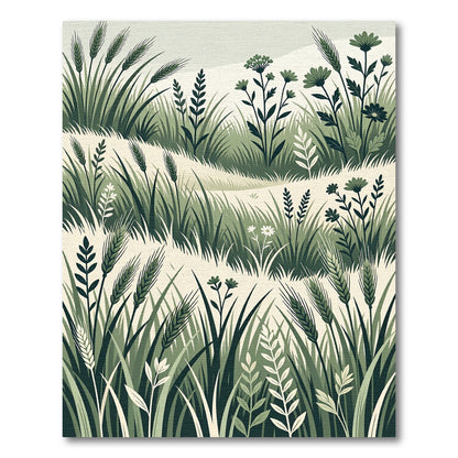 Earthy Green Wildflower Meadow Rug