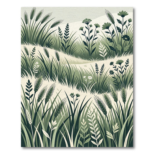 Earthy Green Wildflower Meadow Rug