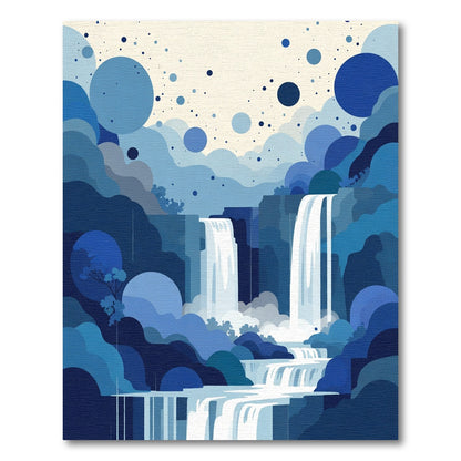 Abstract Blue Waterfall Cloud Scape Rug